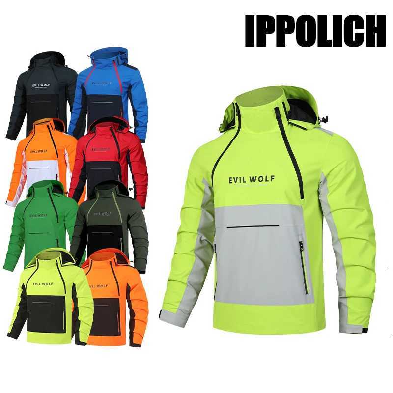 Outdoor Jackets Hoodies Spring Autumn Men's Color Block Anorak Jacket Windproof Hooded Pullover Coat Multi-Pocket Outdoor Hiking Sports Windbre