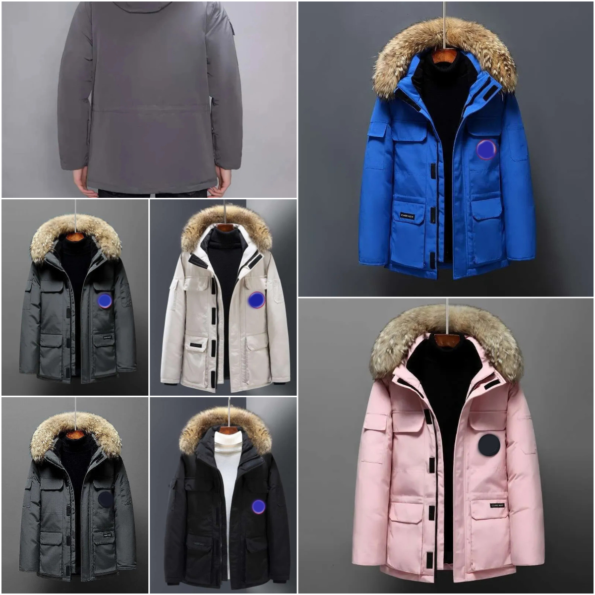 Mens Big Goose Down Winter Parka Jacket with Real Wolf Fur Hood, Warm Outdoor Windbreaker Coat, Insulated Homme Parka, Winter Outerwear Doudoune