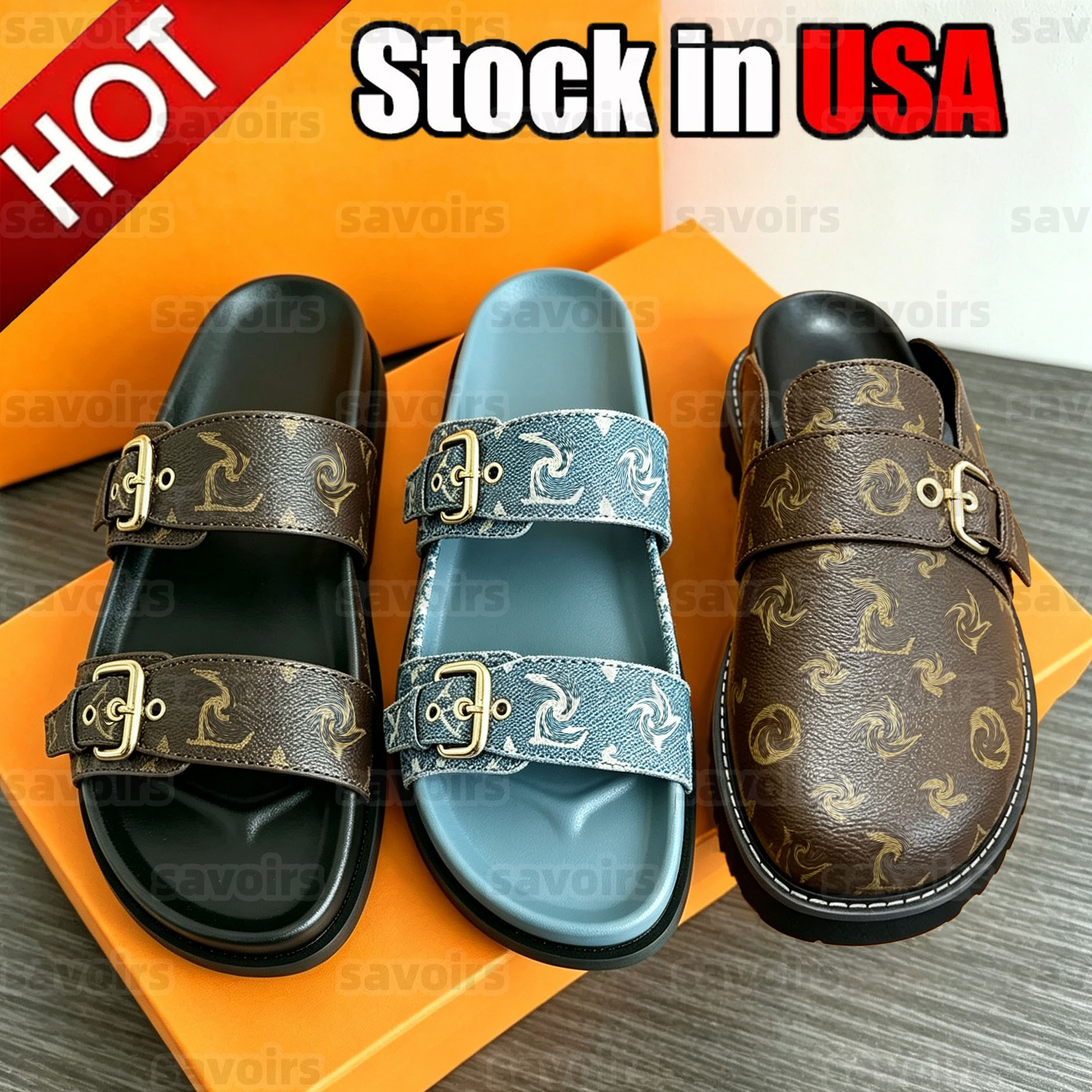 chaussures de marque bom dia mule slide sandales designer sabots sandales hommes femmes pantoufles diapositives brunes graisses d'été snadal chau