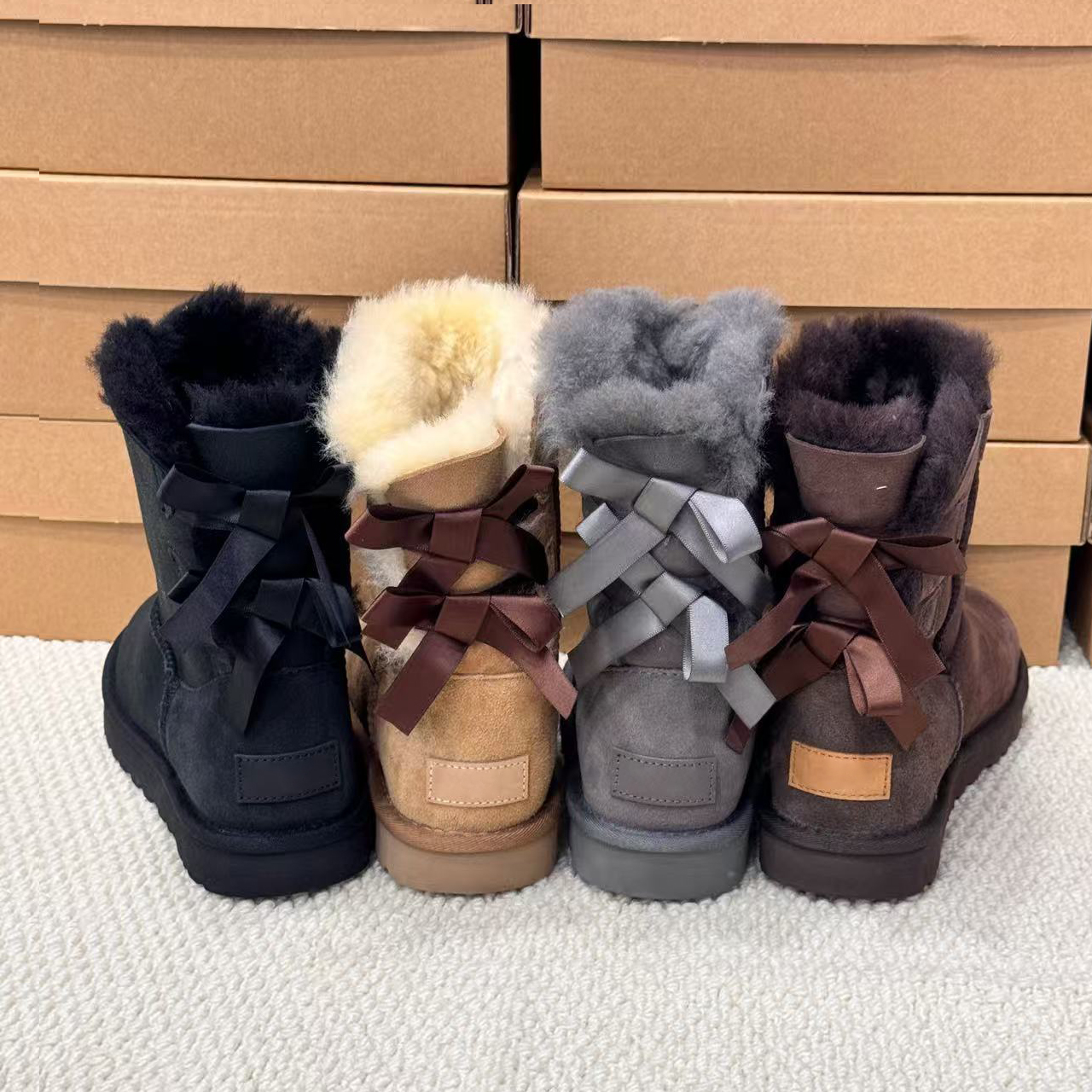 Designer Classic Ultra Mini Tall Short II Boots bows shoes Classic Snow Boot Women Mens Fur Sheepskin Chestnut Sand Mustard Seed dusted cocoa moonli