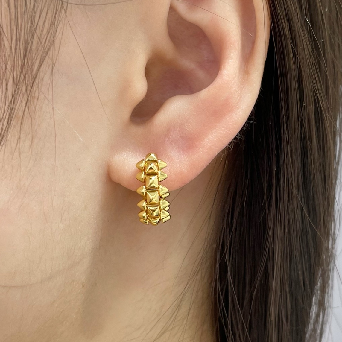 ADITA Mini small size earrings for woman designer stud yellow metal Gold plated 18K TOP quality brand designer with box 008