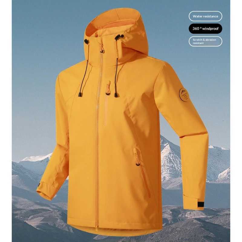 Outdoor Waterproof Hiking Jackets Men Women Windproof Water Resistant Hooded Windbreaker Adjustable Cuffs Mountain Trekking Coat Q261008