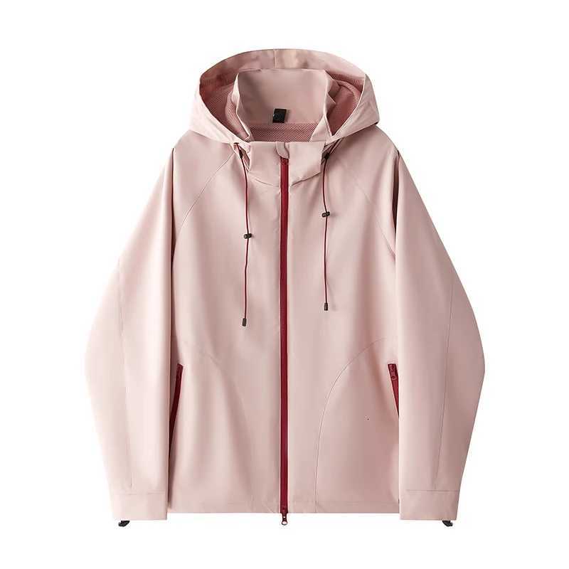 Outdoor Jackets Hoodies Spring Autumn Women Camping Hiking Jacket Pink Outdoor Waterproof Unisex Windproof Hooded Windbreaker Coats Loose Sports Out