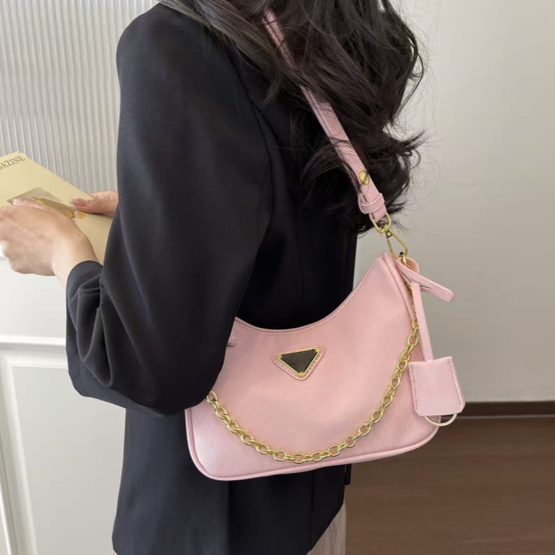Luxury Designers Hobo Bag Women Classic Triangle Nylon Shoulder Bags Vintage Underarm Crossbody Purses Detachable Chain Fashion Messenger Handbags