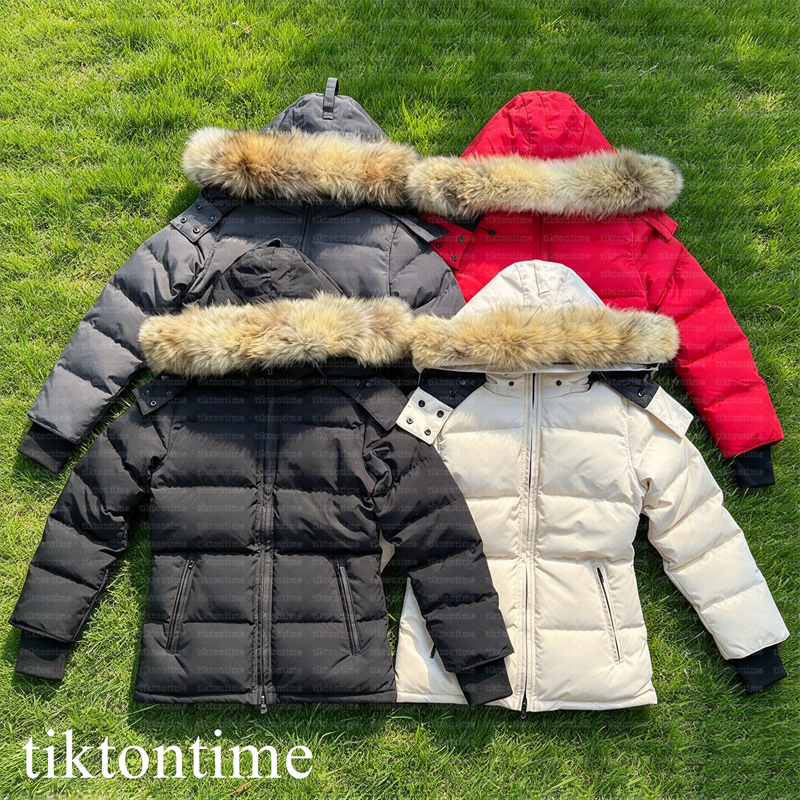 Designers Women Down Jacket Long Coat Large Pocket Fur Collar Thermal Top Female womens autumn winter Large Clothing Coats Doudoune Femme