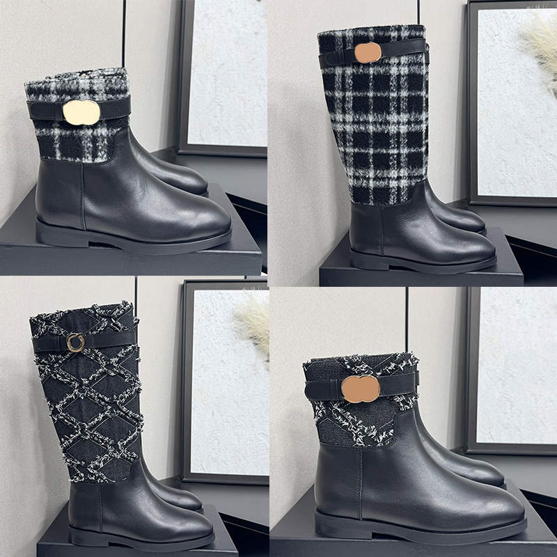 Fashion Designer Womans Knight Boots Luxury Black Smooth Calf Leather High Boots Womens Retro Style Daily Casual Wear Short Boots