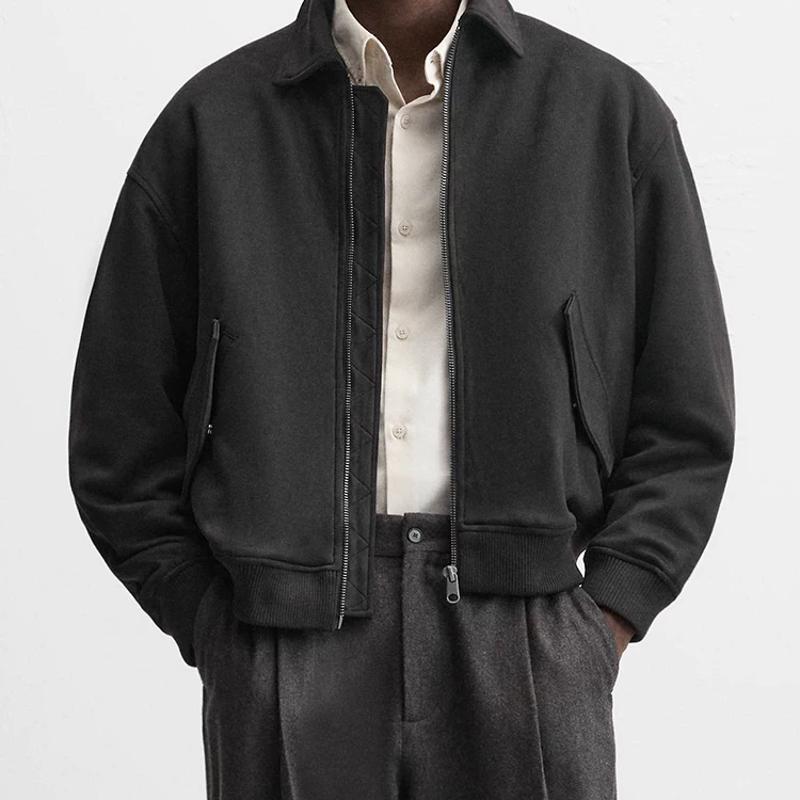 Men's Faux Suede Padded Jacket Lapel Collar Loose Fit Zip Up Winter Warm Thick Cotton Coat With Pockets