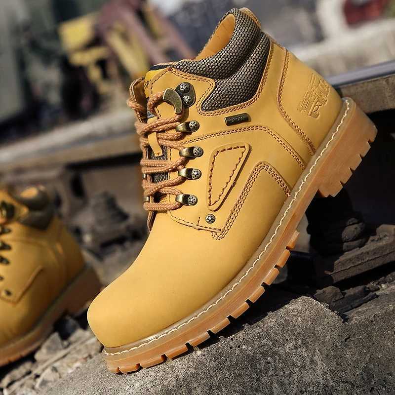 Outdoor Shoes Sandals Winter Men's Hiking Boots Leather Men Ankle Boots Warm Snow Boots with Fur Non-slip Work Shoes Outdoor Climbing Walking S