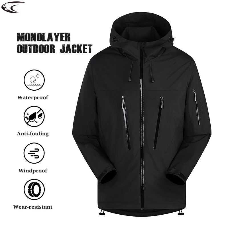 Outdoor Jackets Hoodies LNGXO Men's Women's Waterproof Windbreaker Outdoor Sport Windproof Rain Coat Unisex Hiking Camping Climbing Trekki
