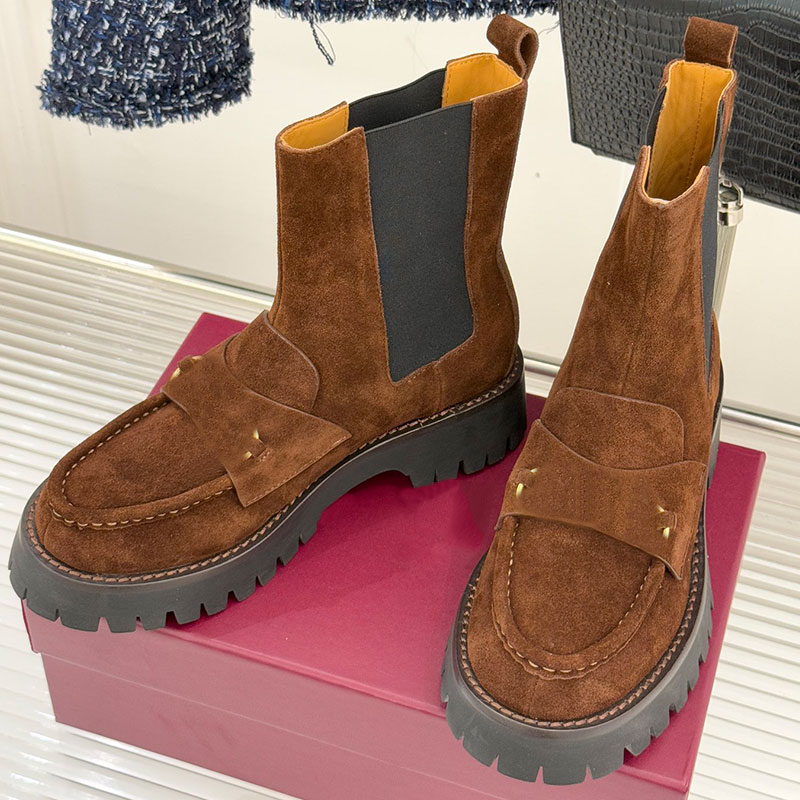 Designer Fashion Ankle Boots Womens Autumn Winter Boots High quality suede leather upper soft comfortable sheepskin lining boots New retro brand boo