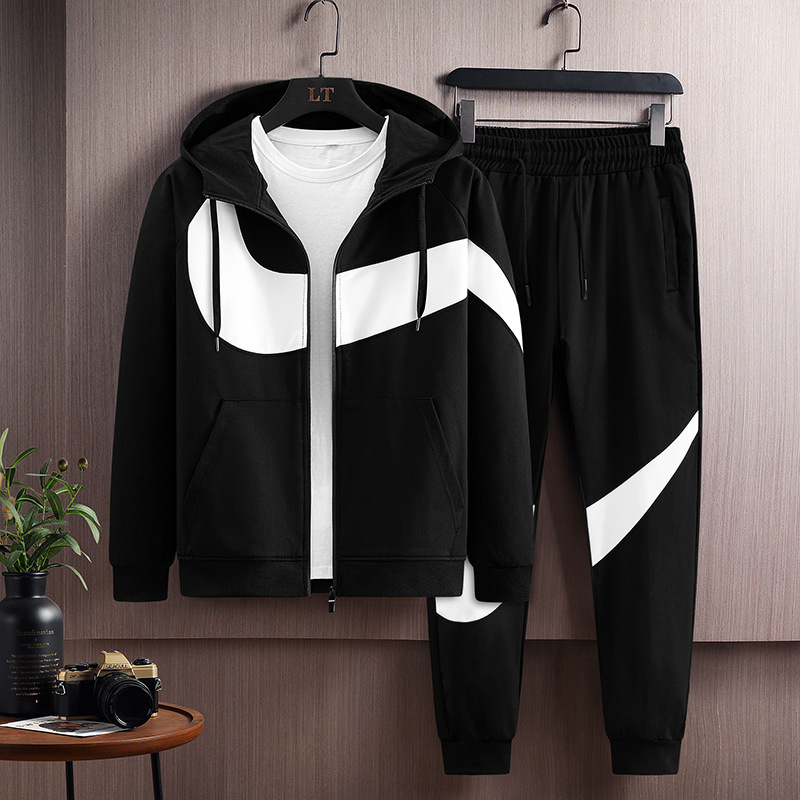 2026 New Cross-border Hoodie Set for Men Hooded Zip-up Jacket for Spring and Autumn Running Casual Sportswear Men's Outerwear
