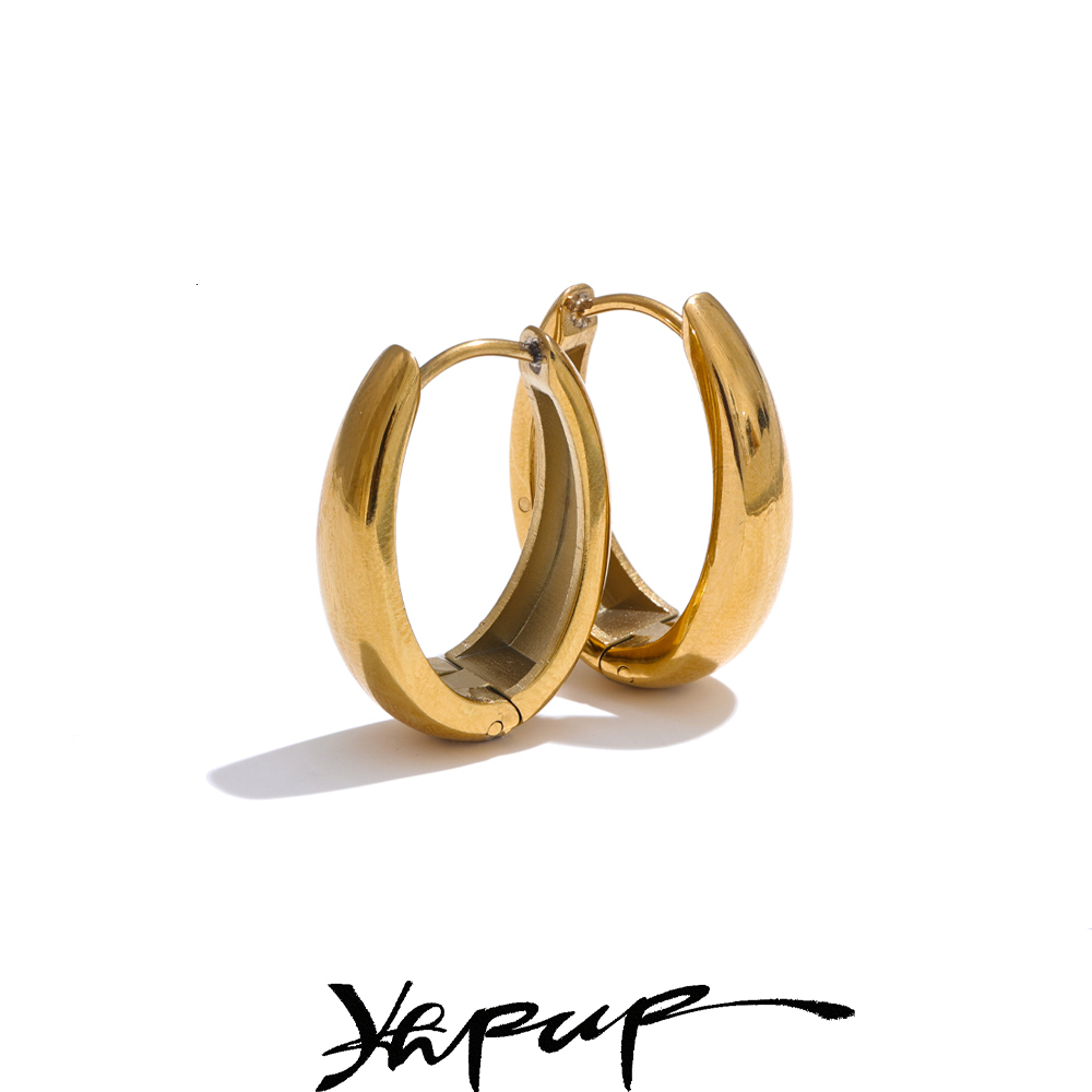 Yhpup 316L Stainless Steel Geometric U-Shape Hoop Earrings 18K Gold PVD Plated Popular Daily Classy Waterproof Jewelry Accessory ddmysat