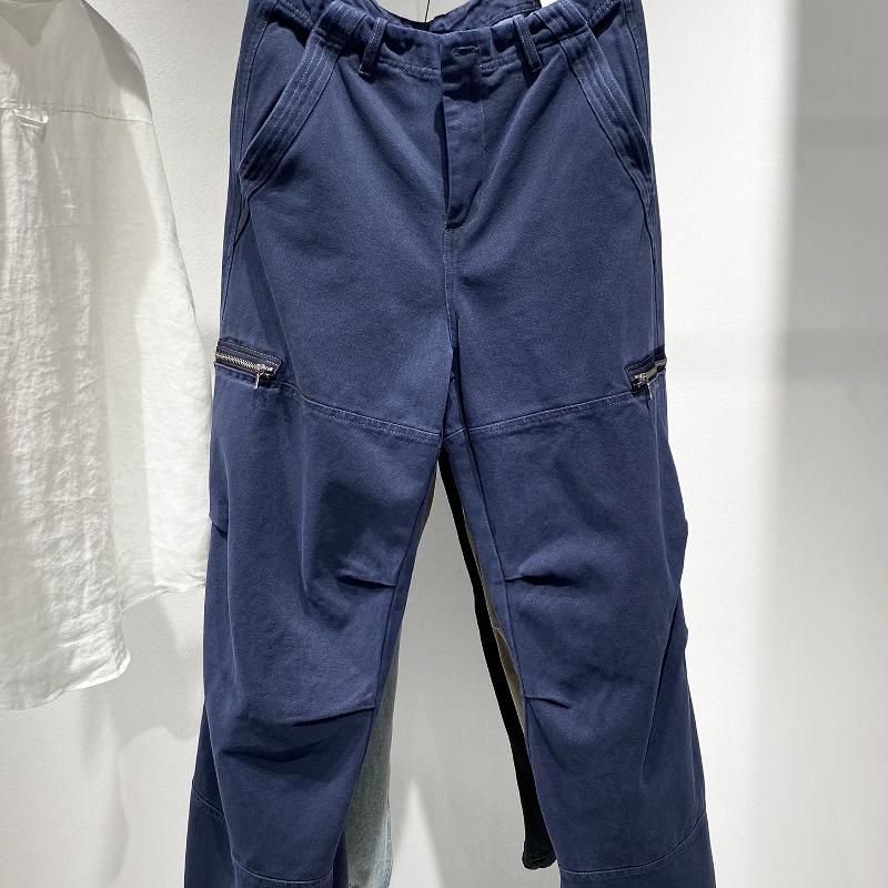 Pantalones cargo con diseño de algodón lavado pesado para hombre, pantalones cargo plisados de pierna recta y corte holgado, estilo casual de talle