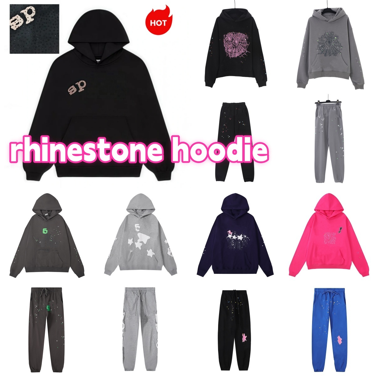 sweat à capuche pantalon hommes araignée designer sweats à capuche hoddie pour hommes strass chemise à capuche pantalons de survêtement pour femm