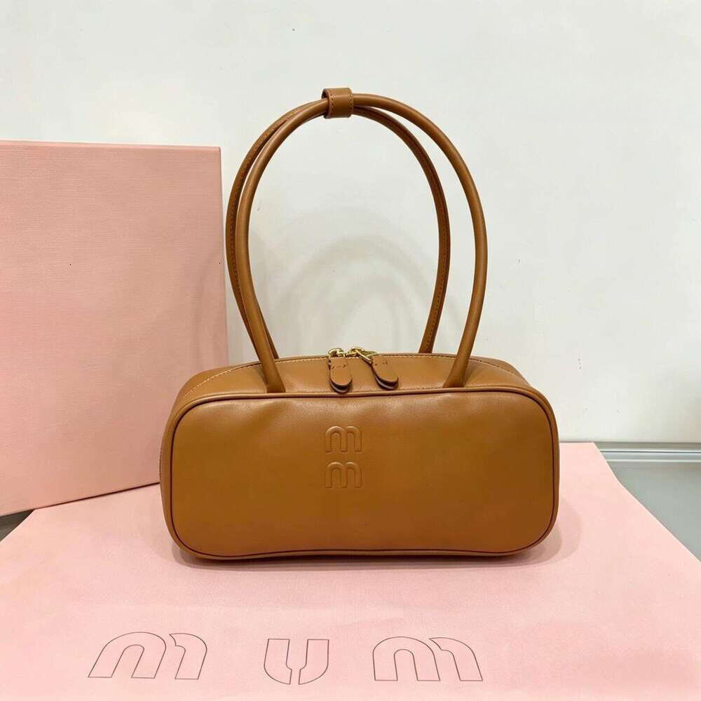 Luxury Designer Retro Bowling Bag Women Luxury Designer Beau Leather Handbag Classic Rectangle Shoulder Bag Embossed Double Zipper Daily Commute Han