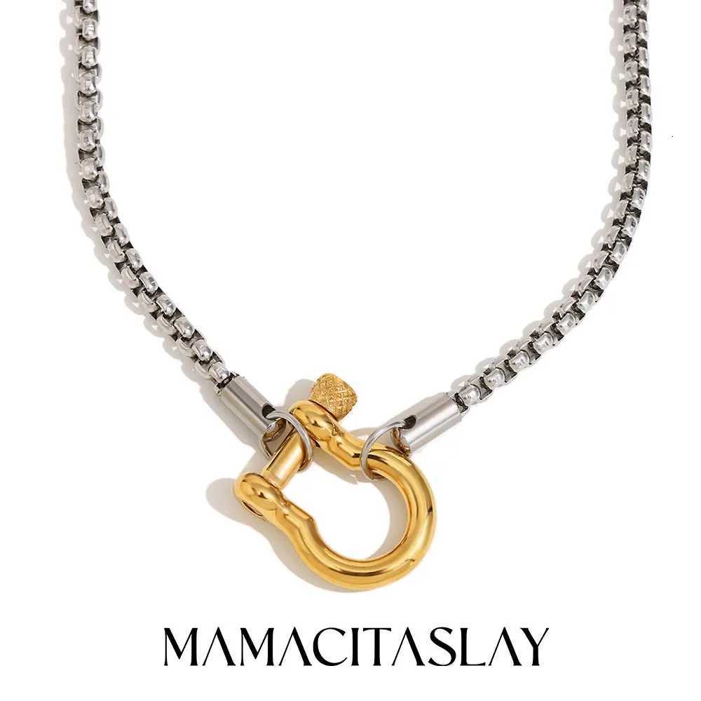 Pendant Necklaces MamacitaSlay Unique Cool 316L Stainless Steel Double Color Necklace Party Waterproof Neck Jewelry For Women's DIY Accessories
