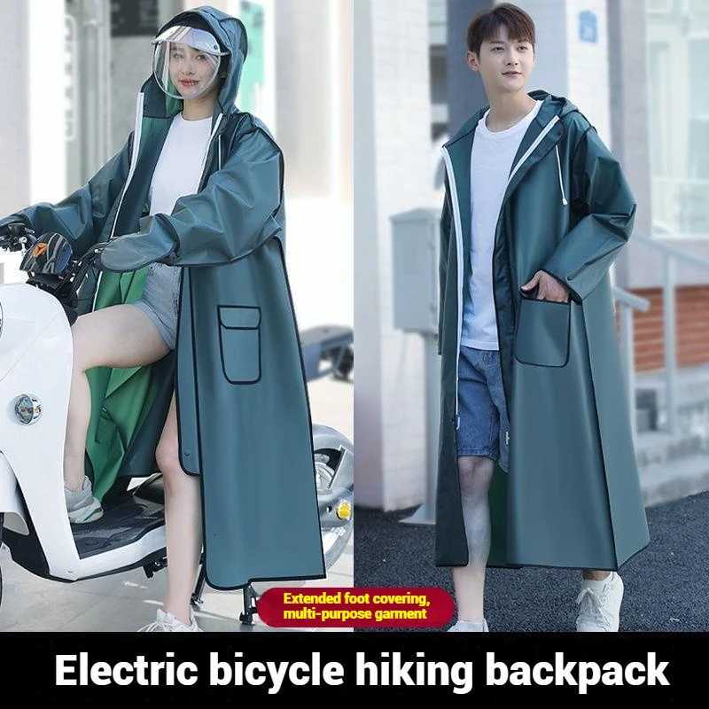 Raincoats Black Fashion Adult Women's Waterproof Long Raincoat Women Men Rain Coat Hooded For Outdoor Hiking Travel Fishing Climbing ThickenedW