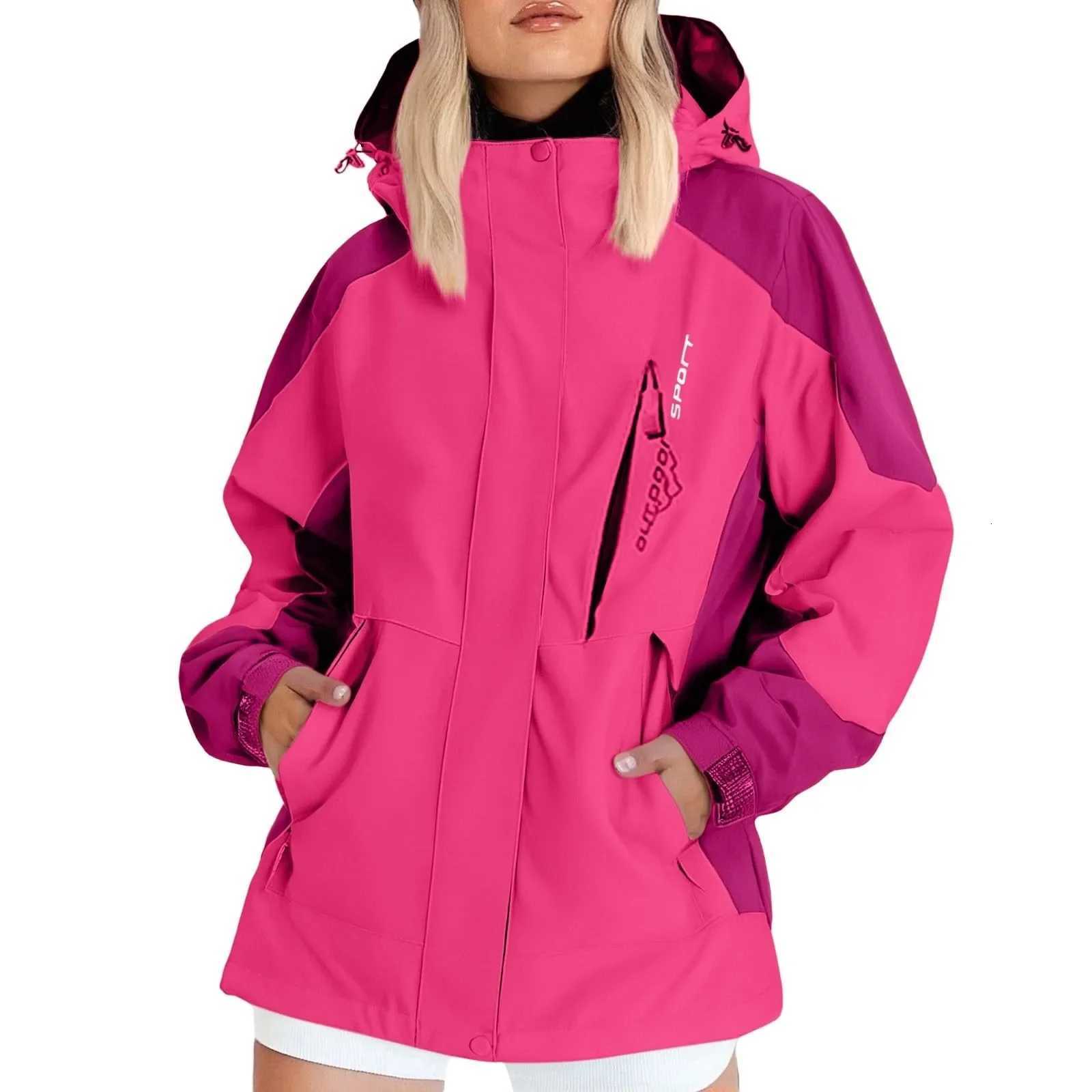 Patchwork Hiking Jacket Women's Autumn Camping Hooded Jackets Outdoor Windproof Waterproof Thin Mountaineering Jacket Women Coat Q261008
