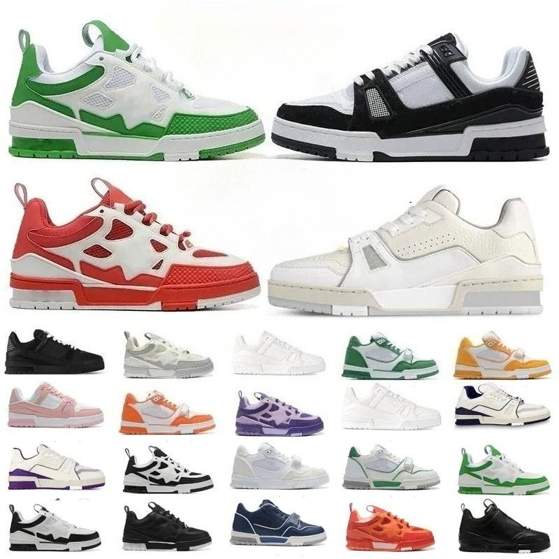 Designer shoes low trainers Vintage Casual Sneaker Cowhide Upper Breathable Insole Non Slip Rubber Outsole Fashion Low Top Sports Shoe For Men Women