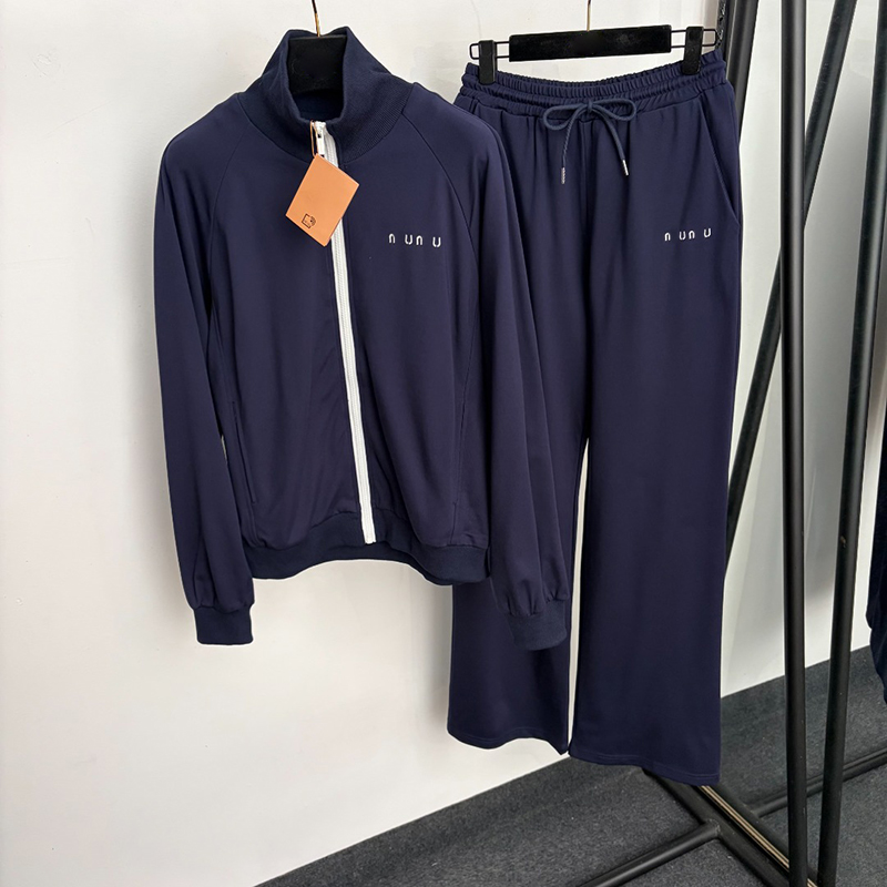 Designer Sporty Tracksuit Women Luxury Jacket Pants Female Cotton Zipper Coats Pants Suit Two Piece Outdoor Coat Outfit Clothing