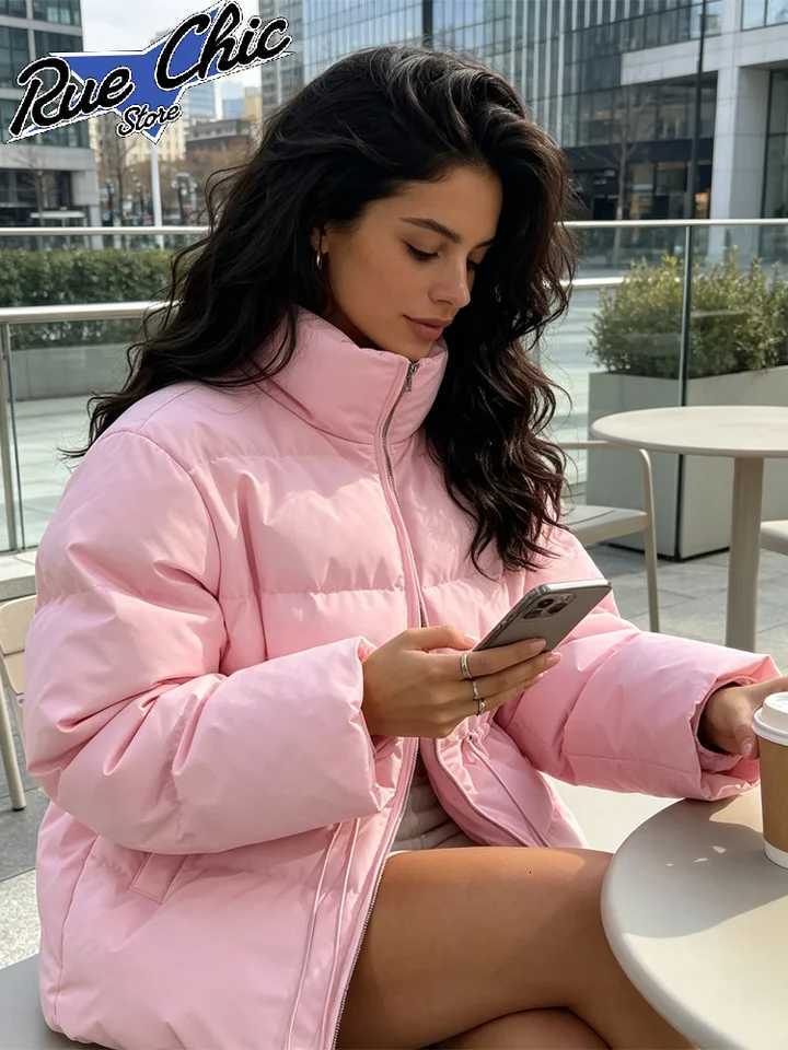Down Parkas Women Women's Waist-cinching Puffer Jackets Zip Up Elastic Drawstring Oversize Rib Cuff Padded Coats 2026 Winter Lady Casual Outwea