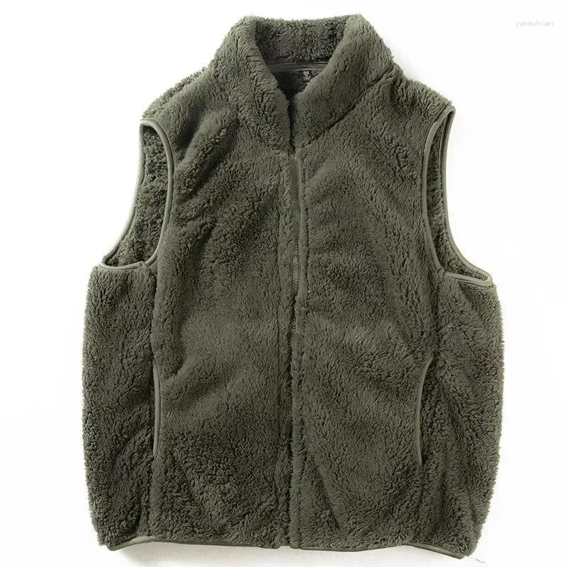 Warm Coral Fleece Vest Winter Casual High Collar Sleeveless Long Hair Length Jacket For Men Thickened Youth Active Style Pure...