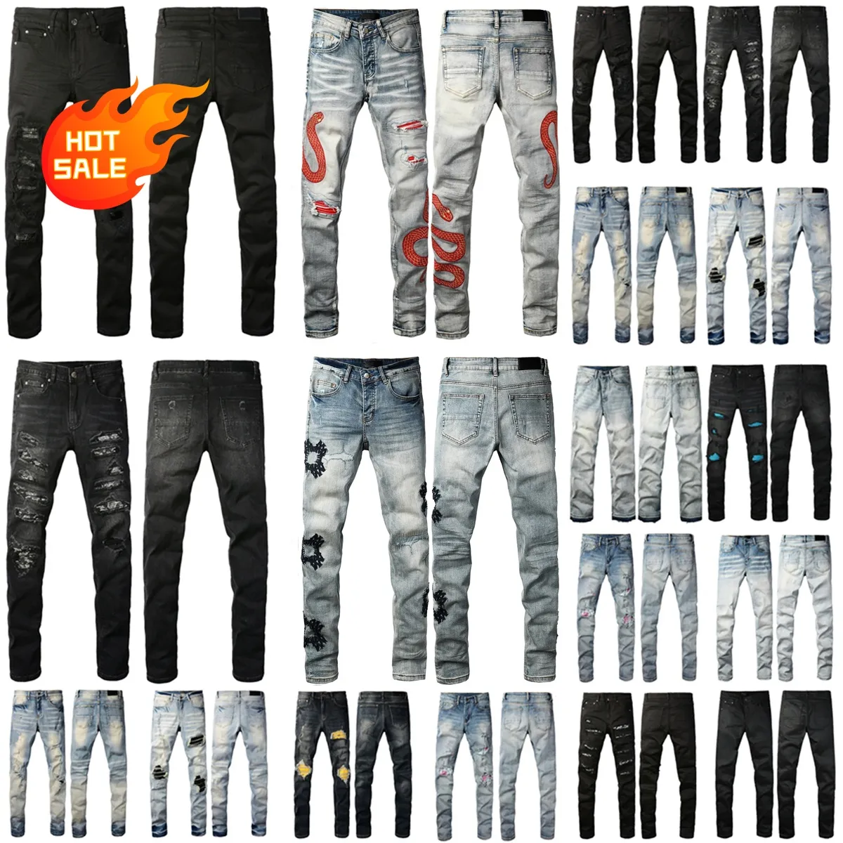 Letter embroidered men's black letter zipper embroidery star men's pink medium print men's designer jeans ripped pants