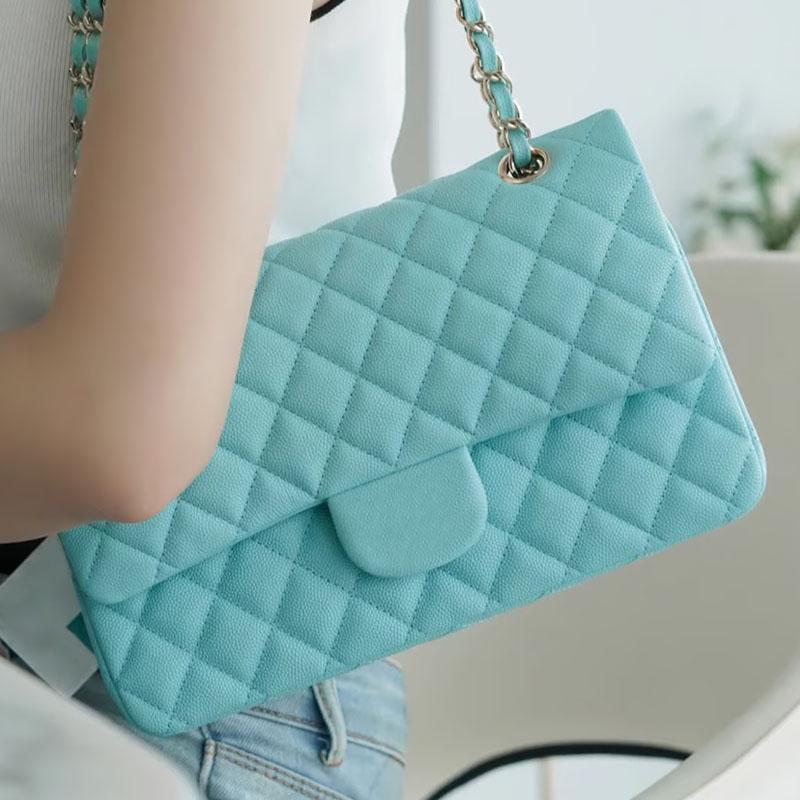 Frais femme 2026 nouvelle mode sac de messager livraison gratuite chaînes sac à bandoulière femme Caviar véritable sac à main carré miroir qualit