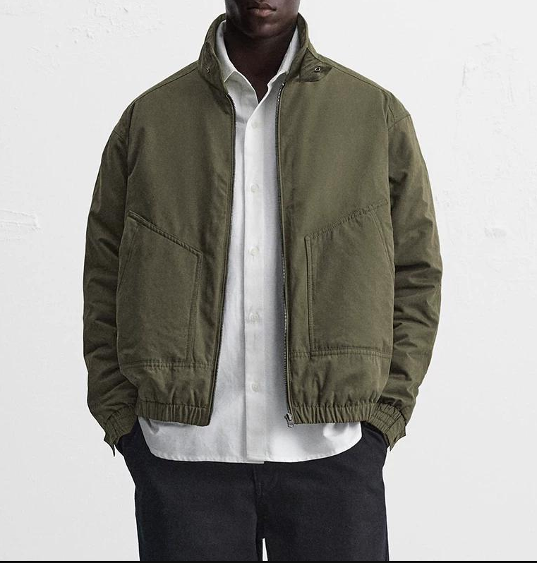 Men's Winter Lightweight Padded Jacket Long Sleeve Stand Collar Zip Up Loose Fit Warm Casual Coat Oversized