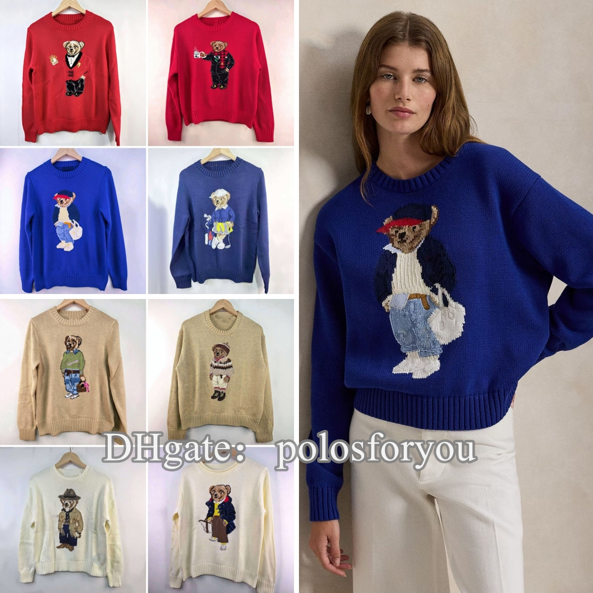sweater women polo sweaters designer vintage polo sweaters 100% cotton material high-quality autumn and winter sweaters Size S M L XL Elegant Wear