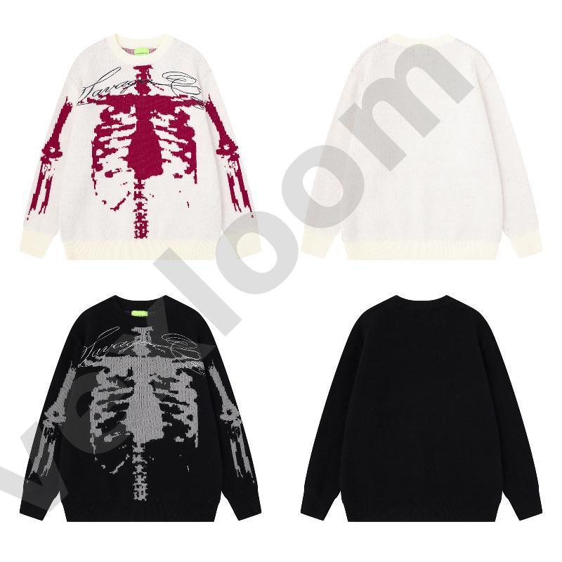 Pull à col rond en jacquard gothique vintage pour homme avec lettres manuscrites imprimées surdimensionnées en tricot Y2K Streetwear Hip Hop Coup