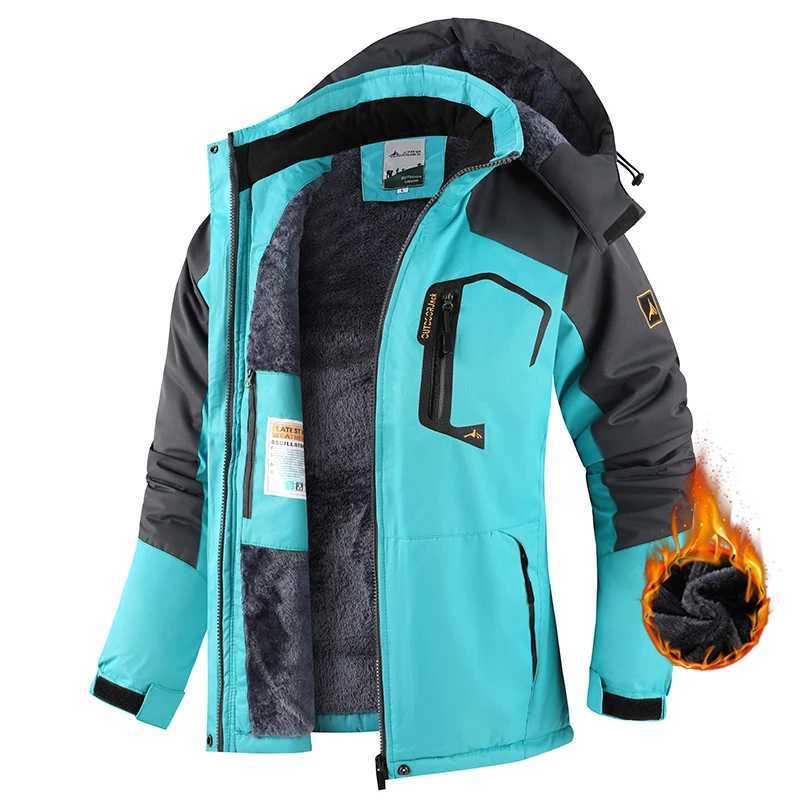 Outdoor Jackets Hoodies Big Tall Outdoor Jacket Men Plus Size Fleece Lined Hooded Coat Waterproof Winter Man Parkas Loose Plus Size Coat Hiking Outw