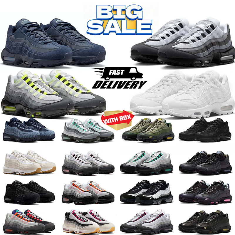 With Box 95s Running Shoes Men Women 95 Obsidian Yellow Classic Triple Black White Yellow Pink High Quality Grey Olive Street Sneakers Trainers 40-4