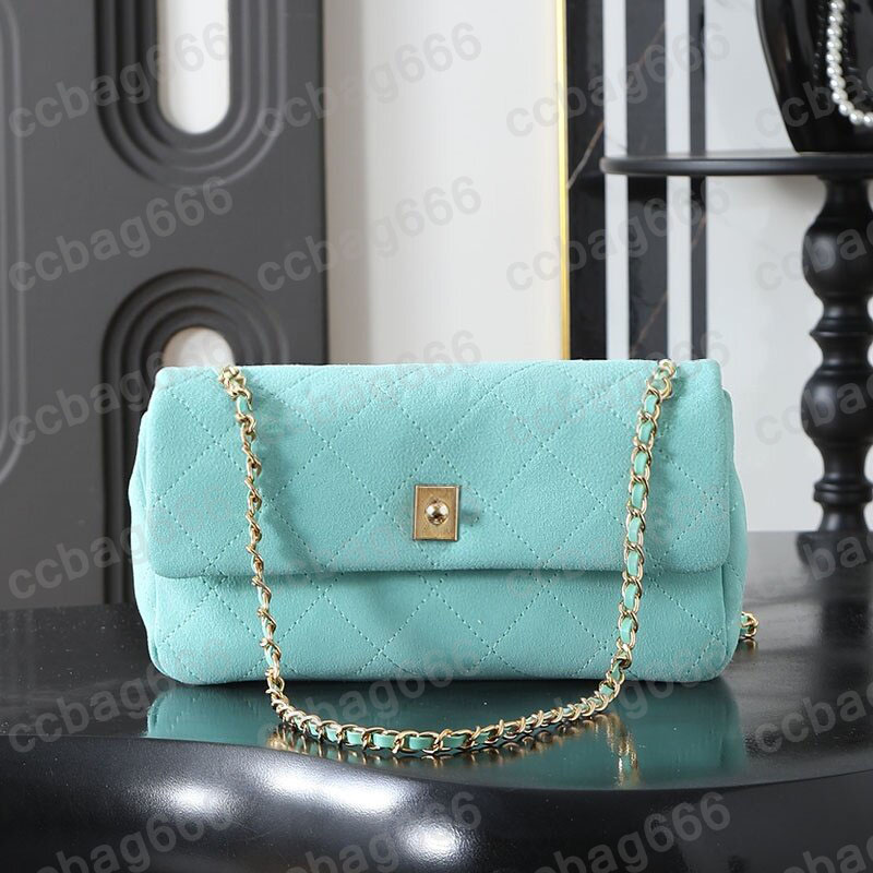 Designer Calfskin/Nubuck Rubbed Suede Classic Flap Shoulder Bag Diamond Lattice Quilted Gold Matelasse Chain Underarm Handbag Turn Lock Makeup Purse