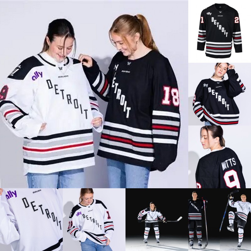 PWHL Detroit Personalized Hockey Jersey Custom Any Name Number Mens Womens Youth All Stitched