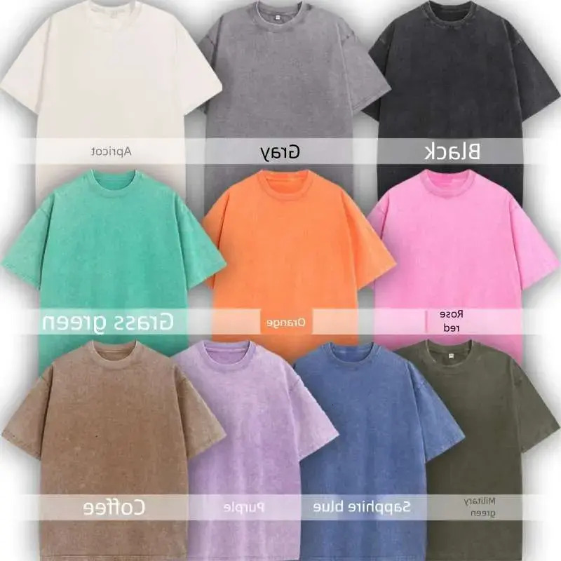 Men T-Shirt 300G Heavy Weight Pure Cotton Washed Vintage T Shirt Ship According short sleeve To The Agreed Style Gdgf Tee