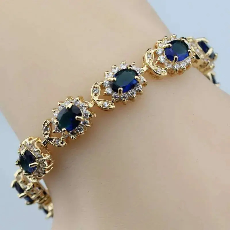 Solid Hard Bangles 12 Colors African Women Wedding 18K Gold Plated Jewelry With Blue Stone Female Bracelet Bangle Adjustable women Length 18+3 CM Ri