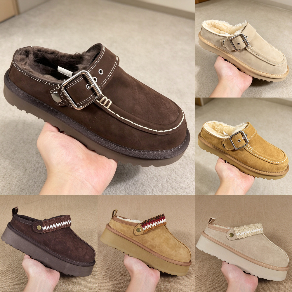 Tasman Slippers Tazz mustard seed Chestnut Sand Fur Slides Sheepskin Classic Ultra Mini Platform Boot Winter Women Men Slip-on Shoes Suede Upper Woo