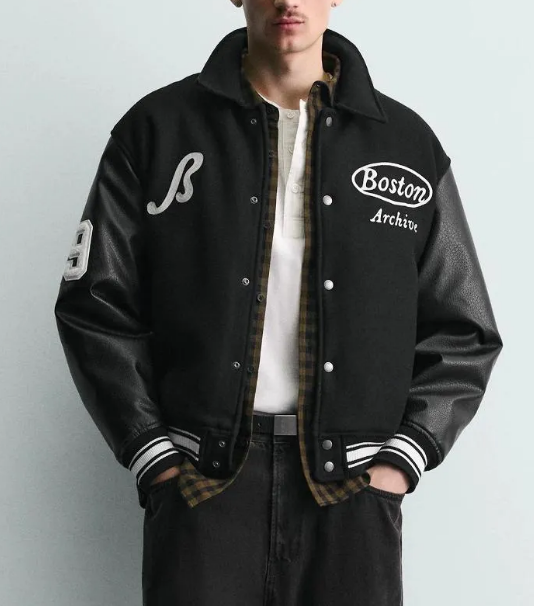 Veste d'université rembourrée épaisse pour hommes, manches en Faux cuir, revers brodé, coupe ample, vêtements d'extérieur décontractés d'hiver