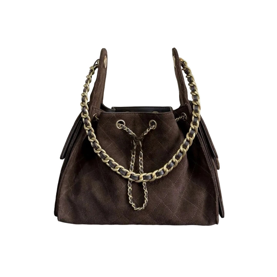 12A 25C Luxury Hobo Bag Elegant Chain Shoulder Handbag Crafted in Premium Suede & Caviar Calfskin Leather Swedish Vacuum Gold-Plated Hardware Design