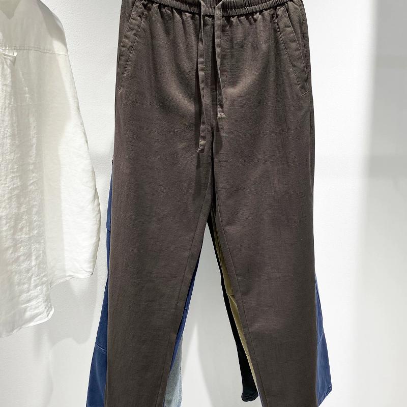 High-Quality Men's Summer Cotton-Linen Casual Pants, Loose Straight Fit, Elastic Waist, Breathable Solid Color Daily Long Trousers