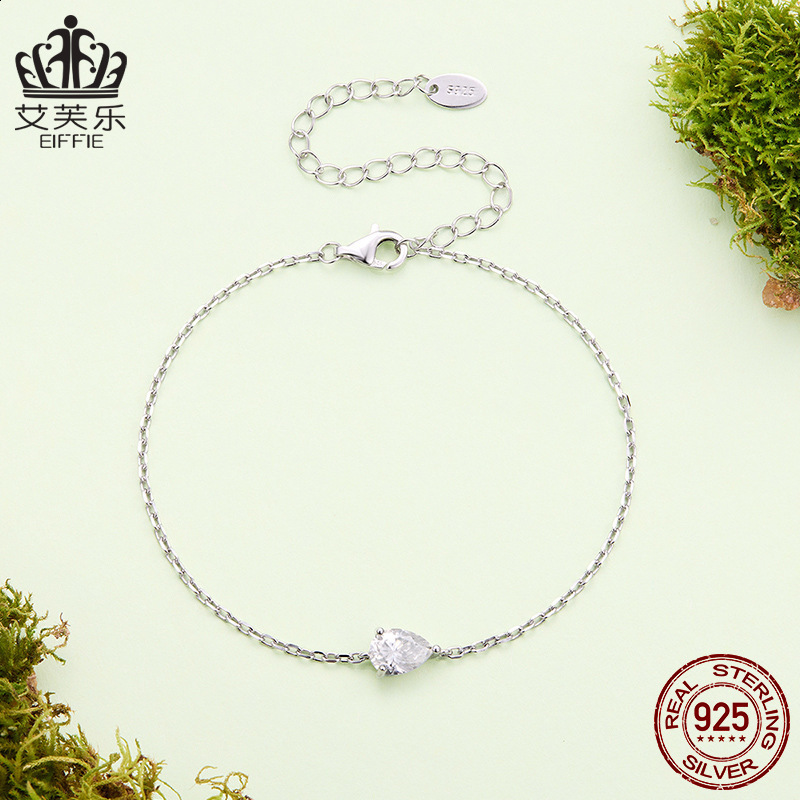Bisal Gentle Style Light Luxury Teardrop Sparkling Bracelet S925 Sterling Silver Versatile Commute Jewelry for Women251212ww
