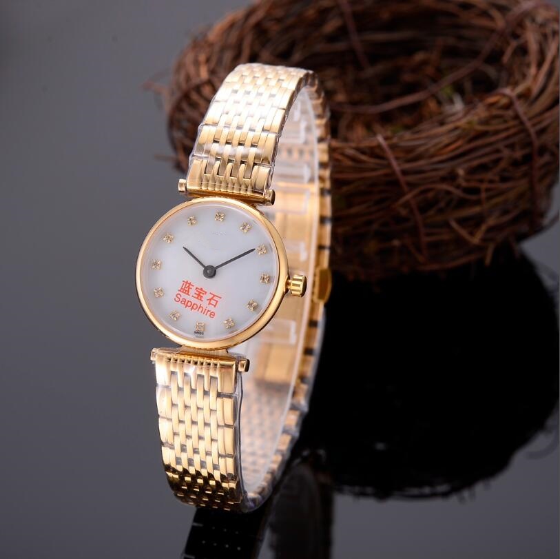 Luxury ladies' LQ slim round quartz watch, mother of pearl dial, crystal diamond hour markers, elegant ladies' fashion watch #121