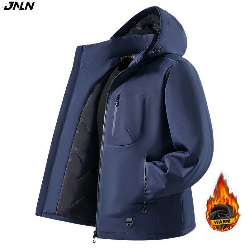 Outdoor Jackets Hoodies JNLN Men's Winter Warm Windbreaker Graphene Inner Waterproof Fleece Jackets Hiking Camping Climbing Skiing Thermal Rain
