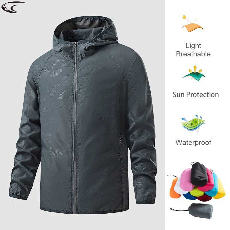 Outdoor Jackets Hoodies LNGXO Waterproof Hiking Jackets for Men and Women Sun Protection Windbreaker Camping Climbing Rain Coat Unisex Portable Clot