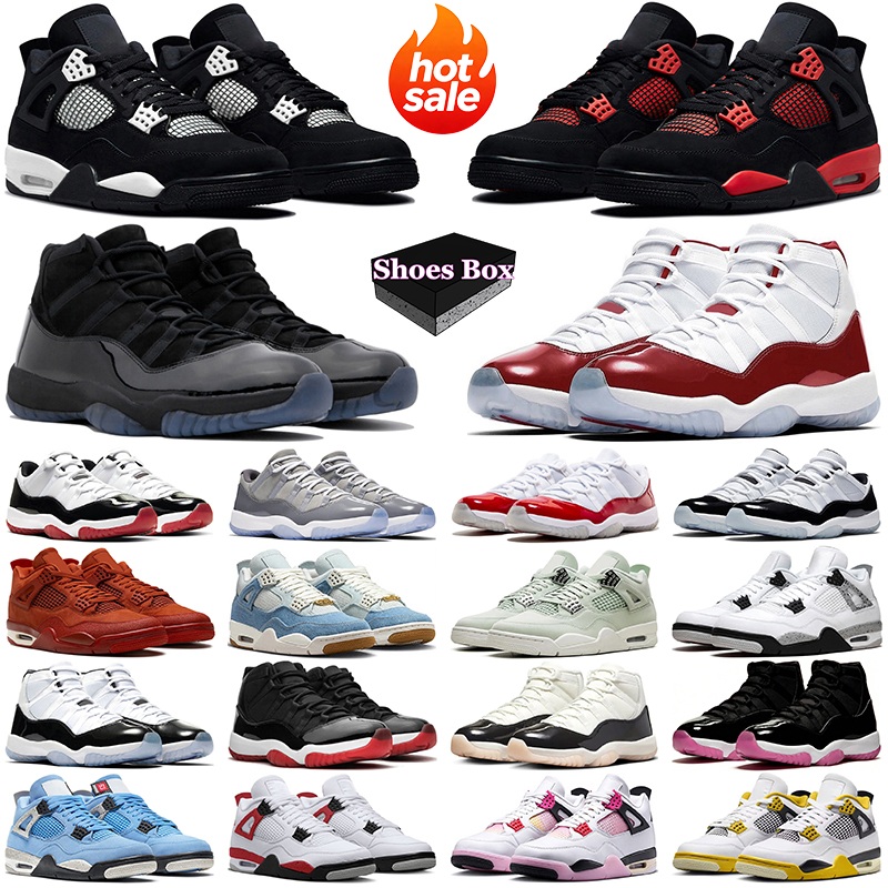 Avec boîte 4 chaussures de basket-ball 4s baskets de créateurs Military Black Cat 11 11s Cheery Gamma Blue Midnight Navy baskets de sport pour ho