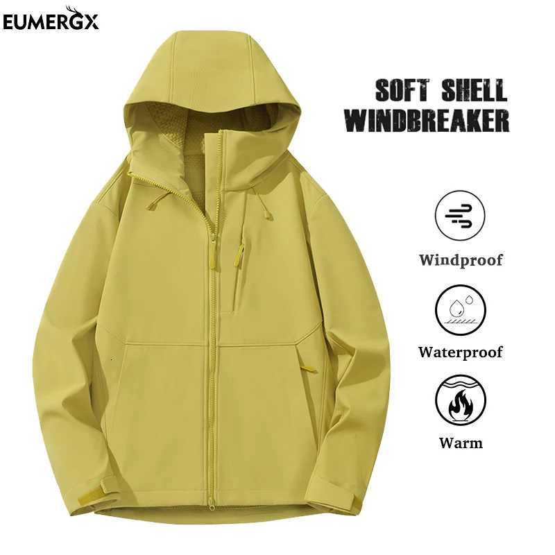 Outdoor Jackets Hoodies EUMERGX Men's Women's Waterproof SoftShell Jacket Inner Fleece Warm Windbreaker Unisex Hiking Climbing Trekking Ou