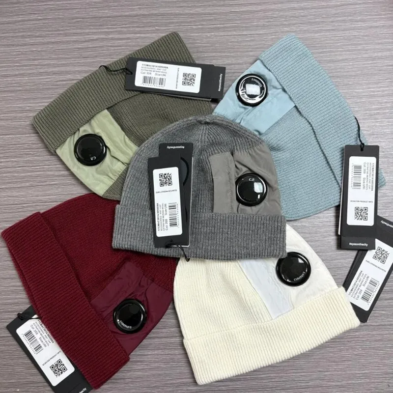 Extra fine merino wool utility beanies caps cotton knitted warm beanies outdoor casual Winter windproof hats lens removable