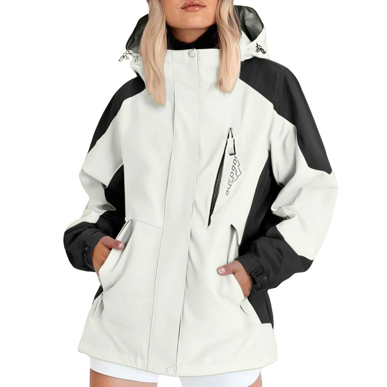 Outdoor Jackets Hoodies Autumn Women's Fashion Hiking Jacket Long-sleeved Hooded Coat Outdoor Waterproof Windproof Thin Mountaineering Jacket C