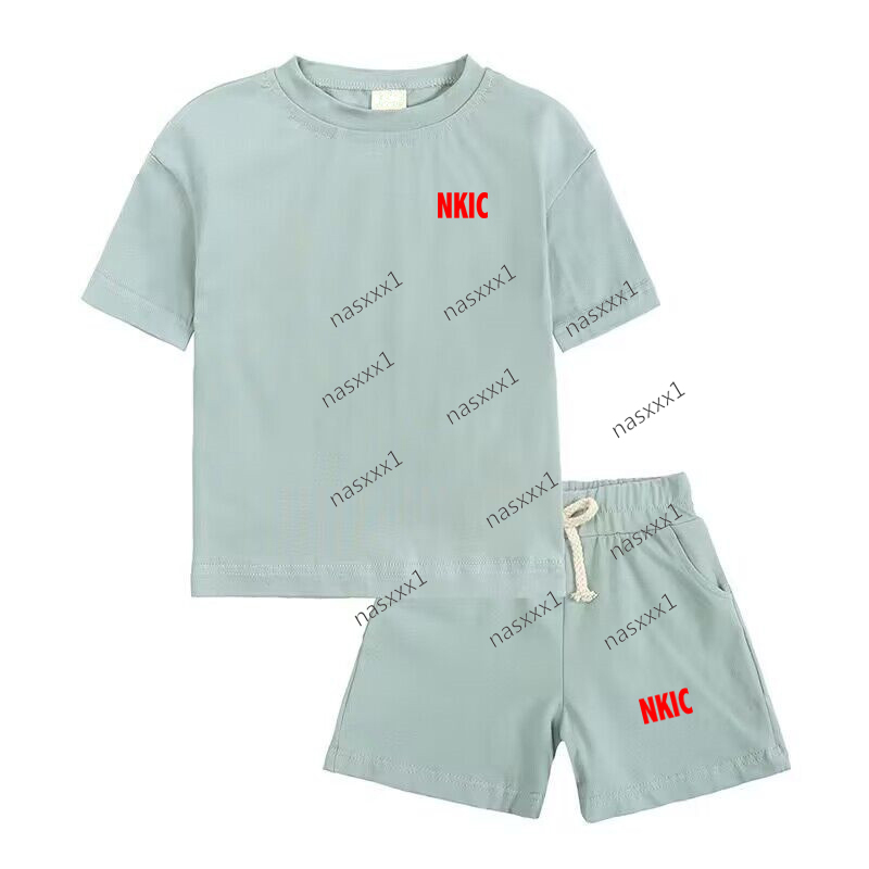 Été 100% coton lettre imprimée enfants à manches courtes T-shirt Shorts 2 pièces ensemble enfant garçon fille décontracté marque vêtements tenues